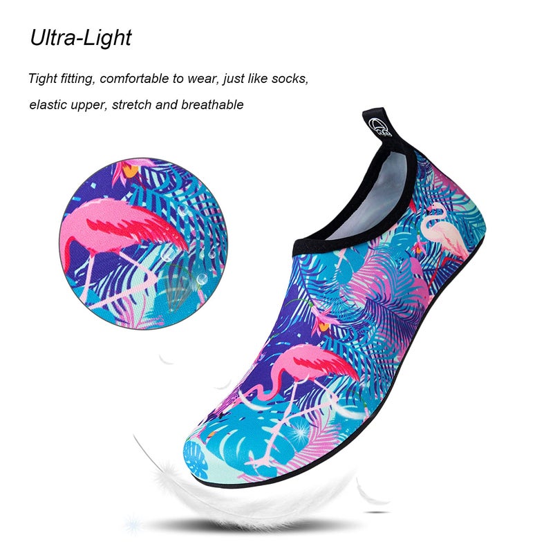 WateLves Water Shoes for Womens Mens Barefoot Quick-Dry Aqua Socks for Beach Swim Surf Yoga Exercise Camping Must Haves (Flamingo Leaves, 38/39) - Image 3
